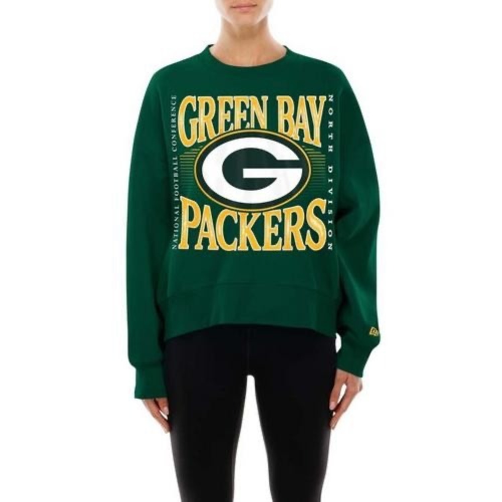 NWT Women's New Era Green Bay Packers Division Block Crewneck - Small - Green
